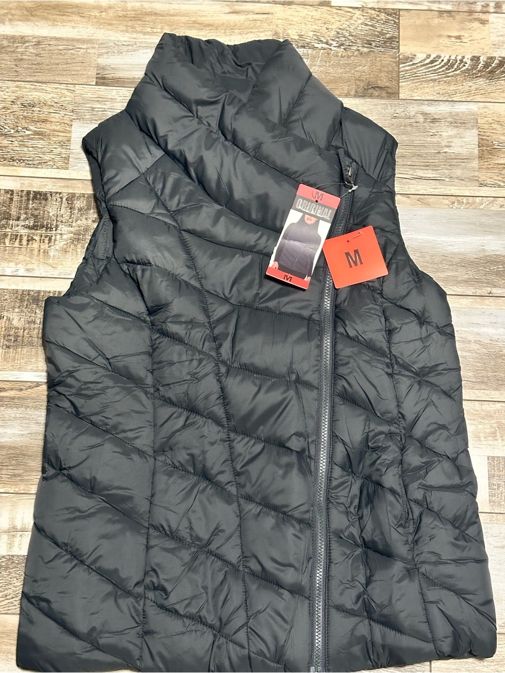 Nicole Miller Black Quilted Asymmetrical Puffer Vest
